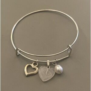 Charm Bracelet Adjustable Bracelet‎ 3 Charms 5 To 7 In. Swarski Crystal Peace